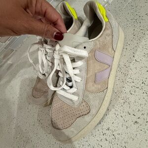 Veja Cream and Tan Sneakers